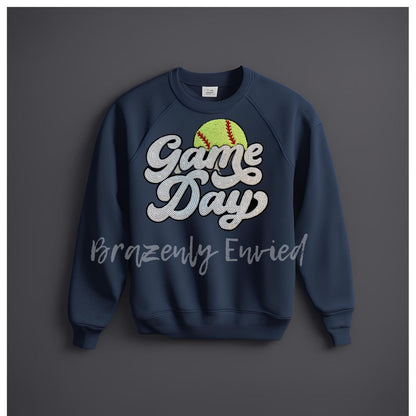 Softball Game Day Chenille Patch with Sequins - 11"