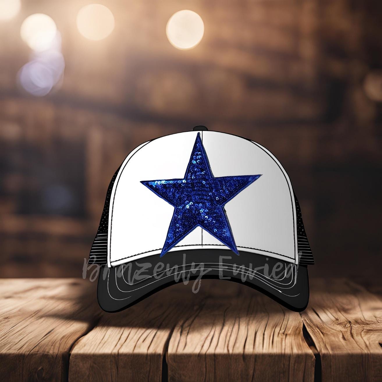 Star Patch Blue Sequins Iron On Applique (5 Inch)