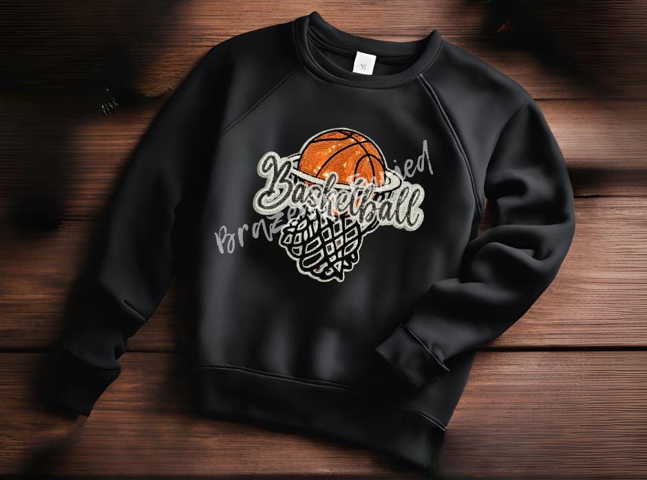 Basketball Patch| sequins basketball hoop patch | Beautiful Basketball Sequin and Chenille Patch