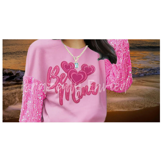 Be Mine Valentine's Patch SEQUINS Be Mine Pink Patch  Great for VALENTINE SHIRTS -heat press ready