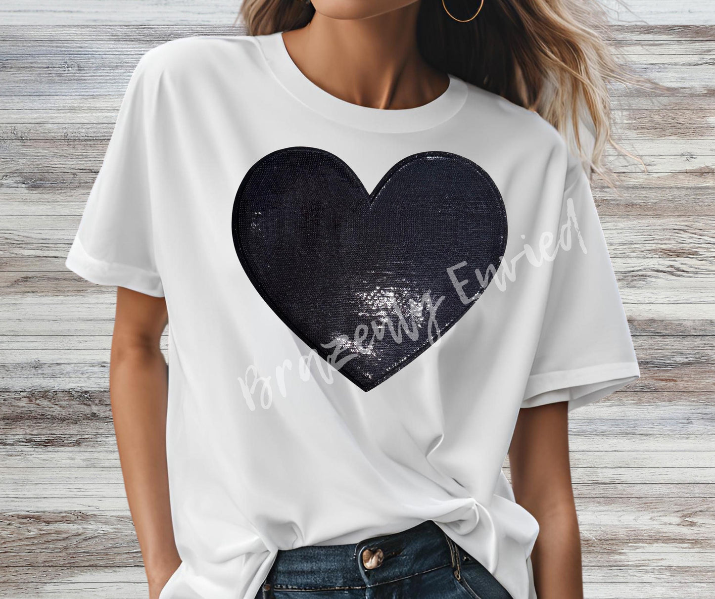 Heart Patch Sequins Patch New Black Sequins with Embroidered Edge Heart Trendy