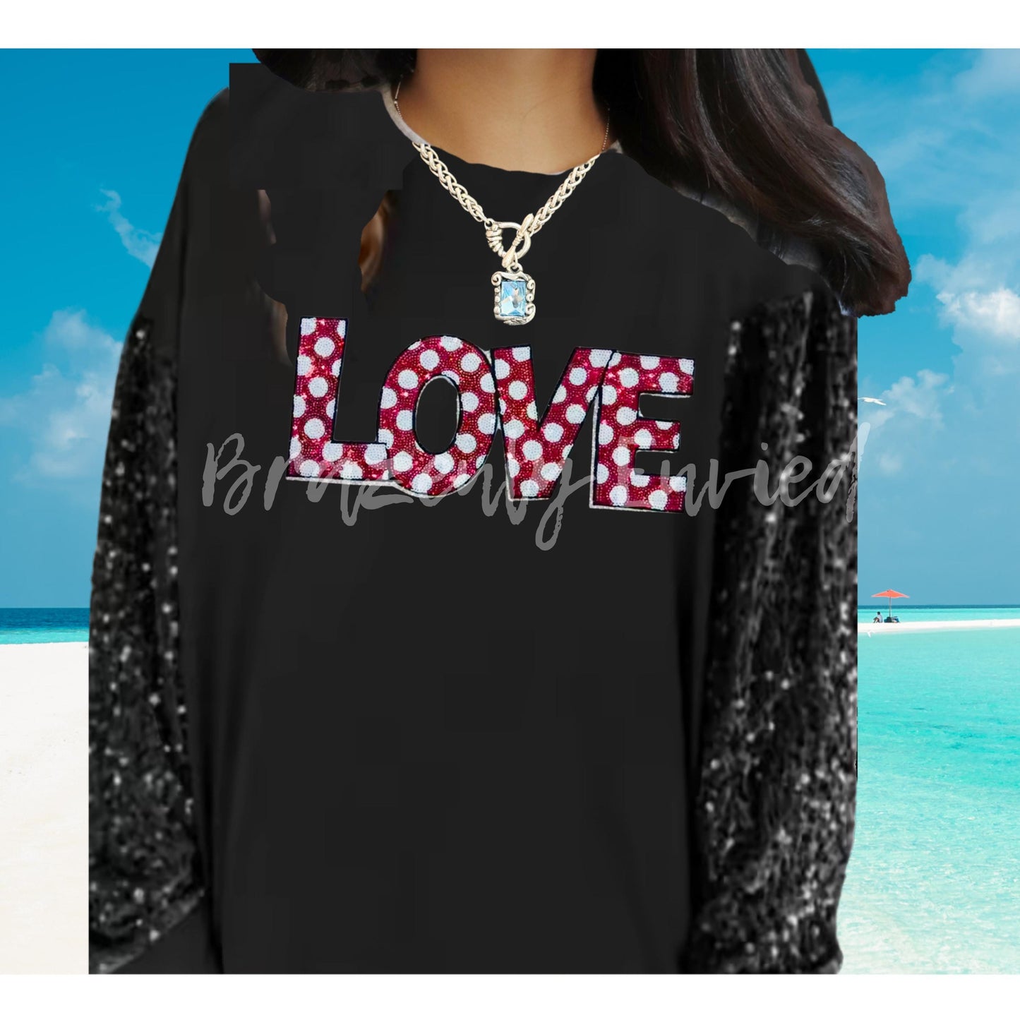 LOVE Valentine Patch| Love Sequin Patch| - New great detail-  Immediate fast shipping