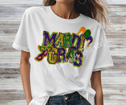 Mardi Gras Patch Sequin Patch - New Mardi Gras In stock ready to ship- heat press ready