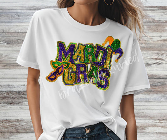Mardi Gras Patch Sequin Patch - New Mardi Gras In stock ready to ship- heat press ready
