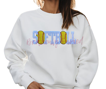 NEW Softball Patch Sports Patch - Softball Sequin  Patch - 3.5 in x 12 inch patch New Design fast shipping Eye catching