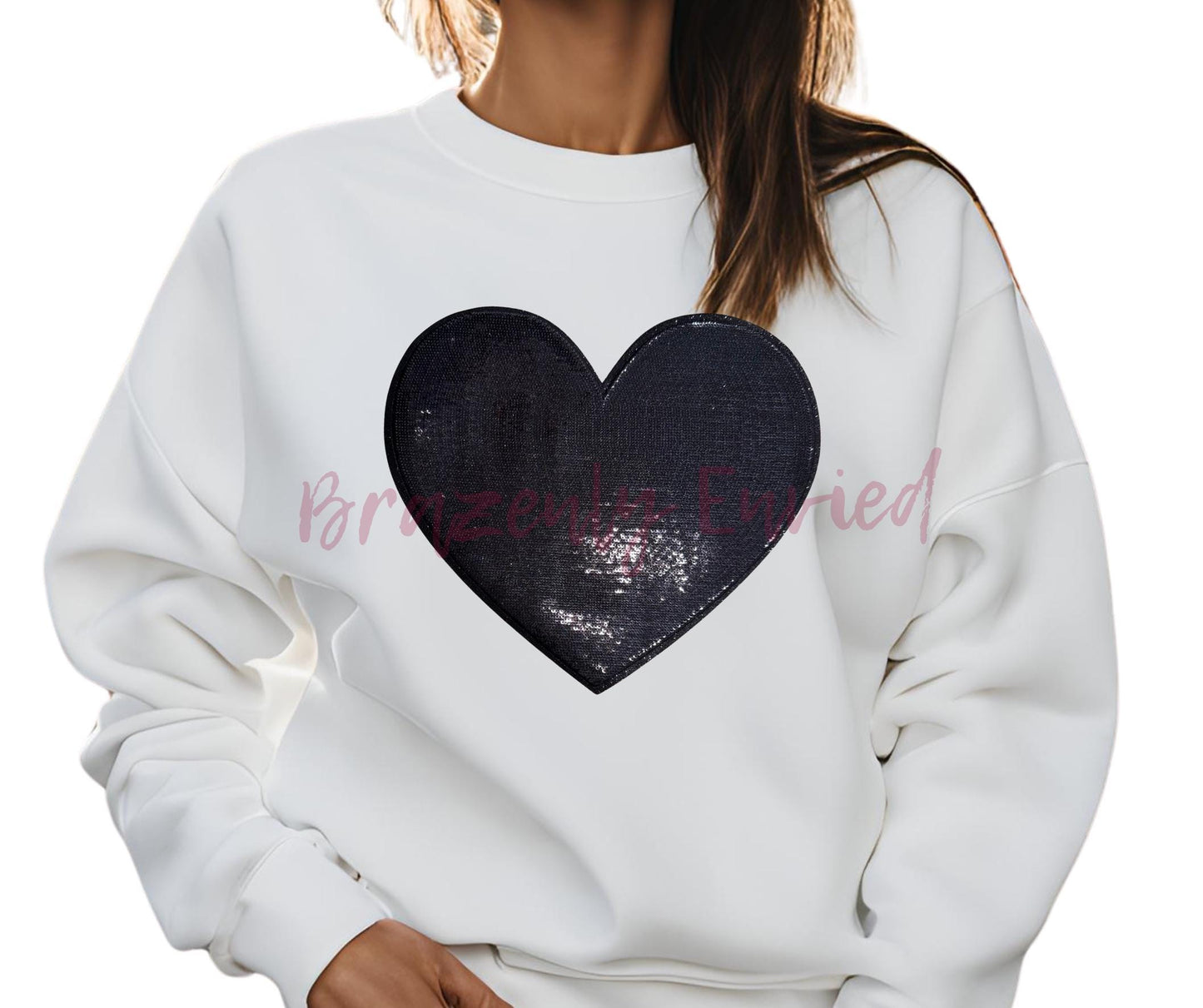 Heart Patch Sequins Patch New Black Sequins with Embroidered Edge Heart Trendy
