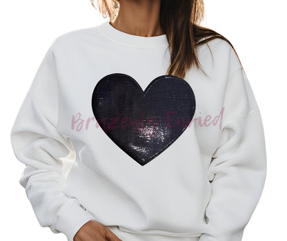 Heart Patch Sequins Patch New Black Sequins with Embroidered Edge Heart Trendy