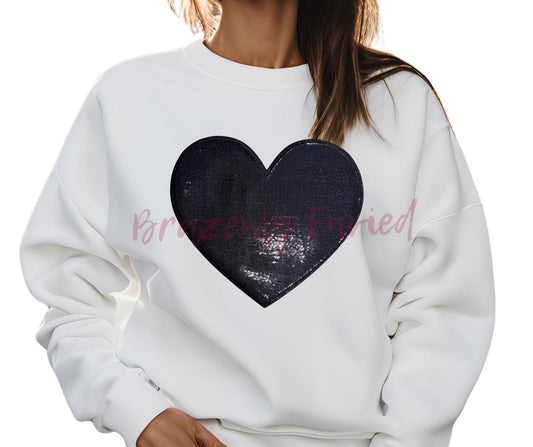 Heart Patch Sequins Patch New Black Sequins with Embroidered Edge Heart Trendy