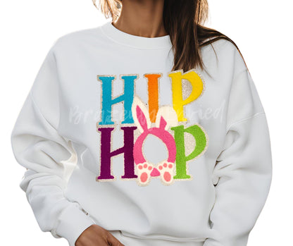 Easter Hip Hop Chenille Patch: Heat Activated Easter Bunny Applique