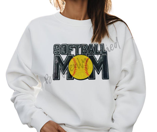Softball Patch |Softball Mom Sequins Patch |Sports Patch| Eye catching Sequins Softball Patch Ready to Press