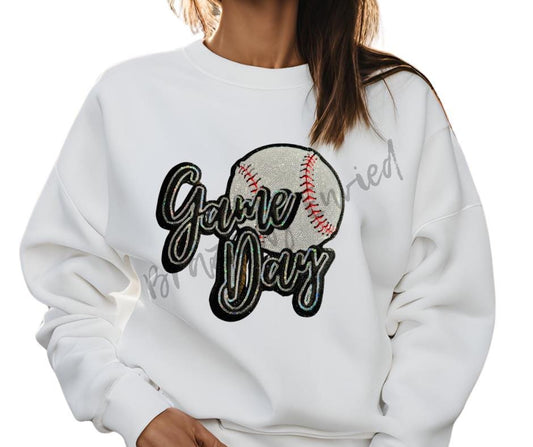 Baseball Game Day Sequins Patch