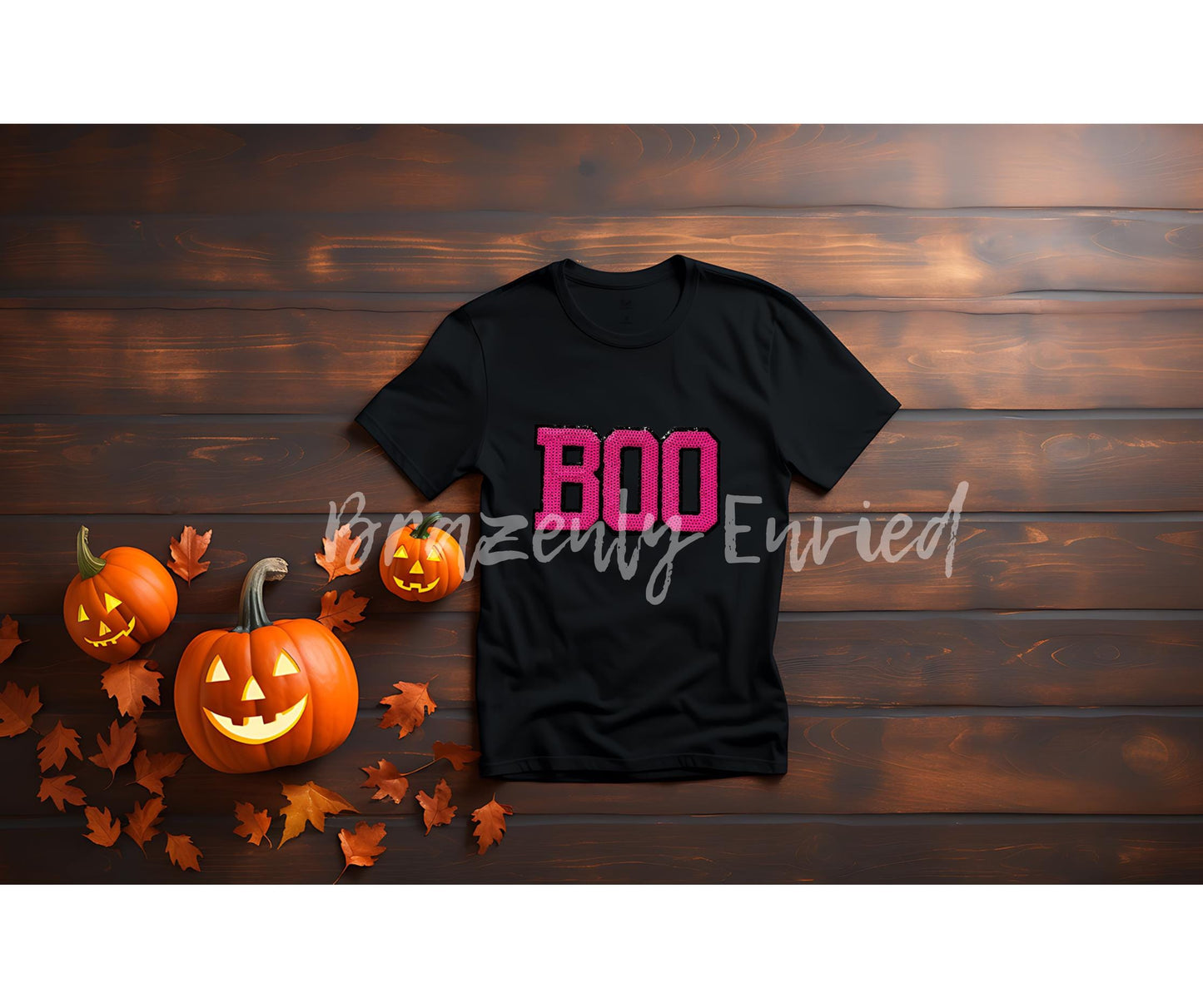 Halloween Patch Pink Youth Size Sequins Boo Patch