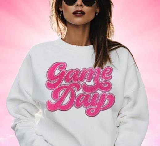 Sequin Game Day Patch: Pink Sports Applique - Heat Activated