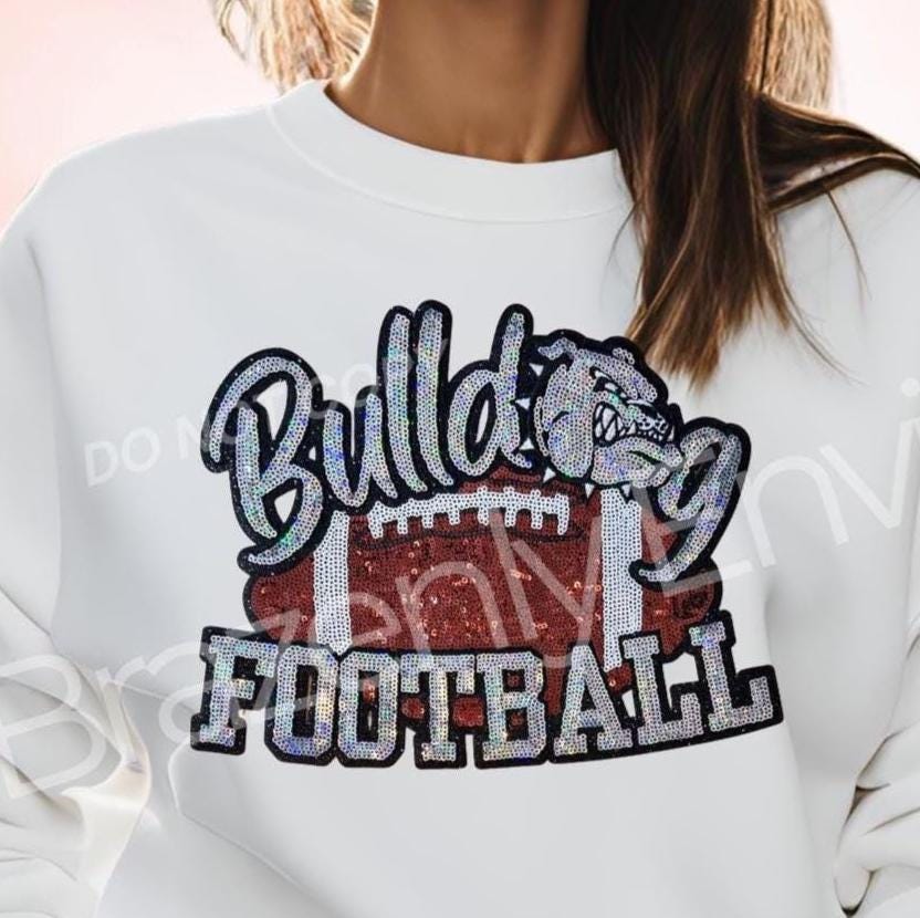 Bulldog Patch| BULLDOG FOOTBALL with black collar | Iron On Patch Game Day Patch| Mascot Patch | Great Sports Patch