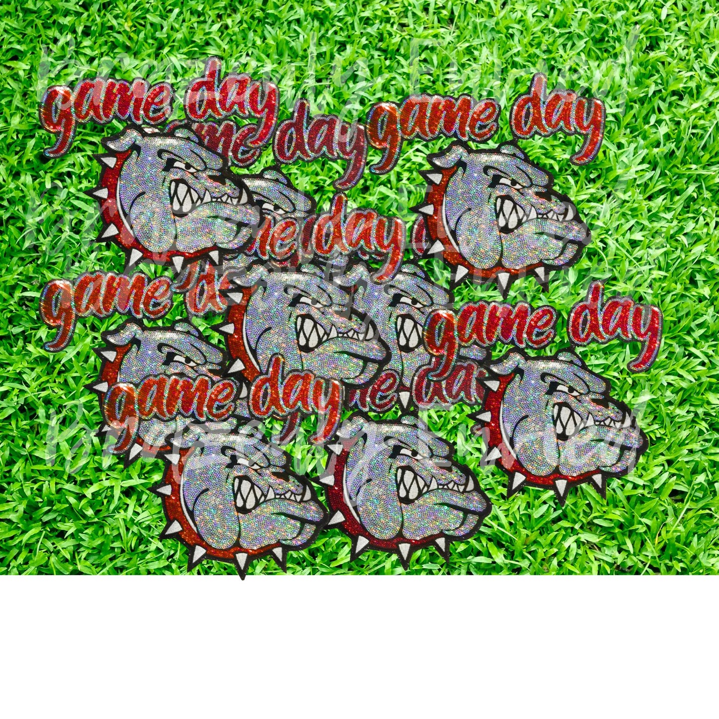 Bulldog Patch | Terrier Patch | Sequins Bulldog Patch: Iron-On Game Day Mascot, Red Collar DIY Trendy Applique