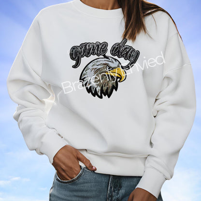 Sequin Eagle Iron-On Patch: Game Day Apparel (11.75" W x 10.5" H ) DIY Trendy Patch Iron on Patcg