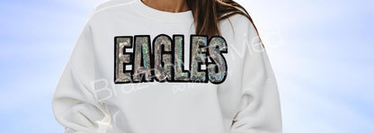 Sequin Eagle Patch: Silver & Black Iron On Applique DIY Iron on Trendy Patch
