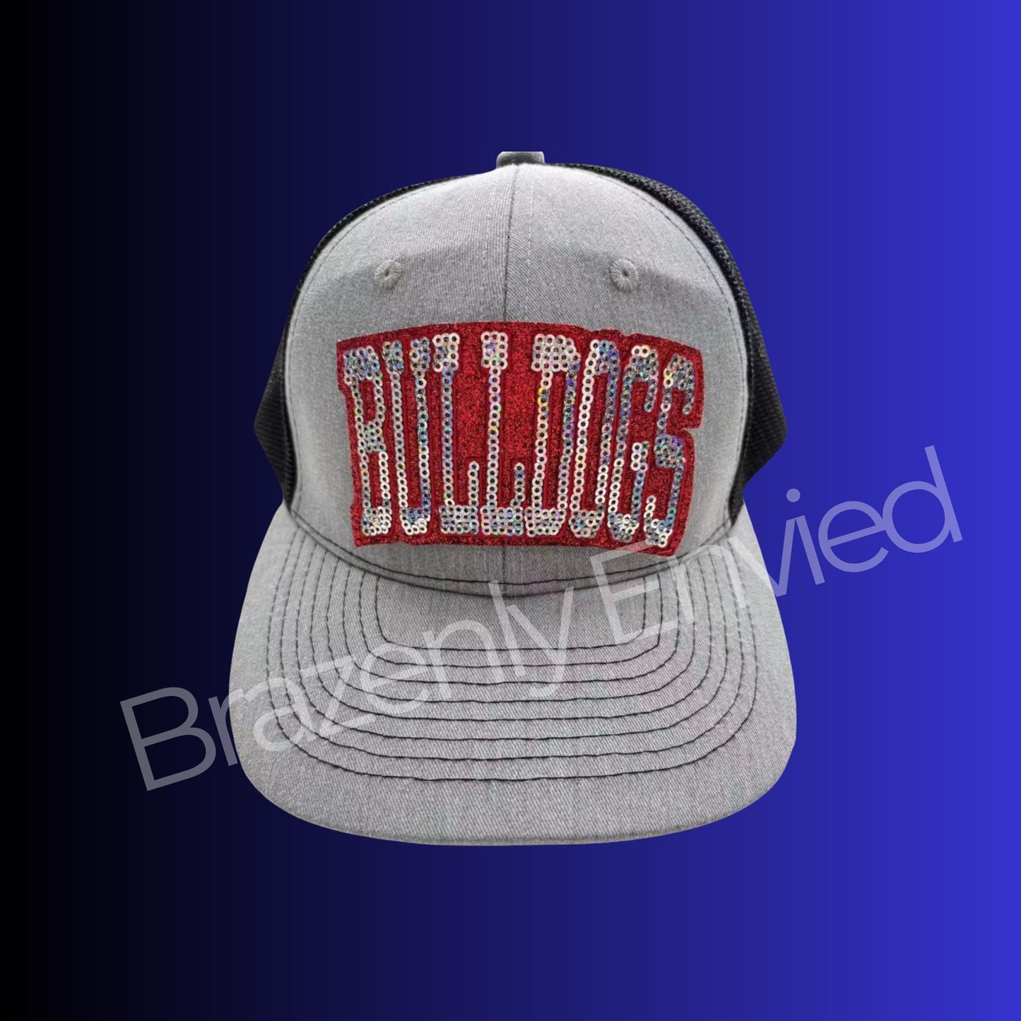 Bulldog Patch | Red Bulldogs Small Hat Patch| Red/Silver Sequins Bulldog Patch |Great Game Day Patch| Mascot Patch | Great Sports Patch