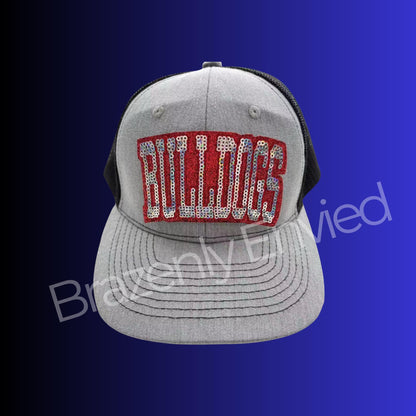 Bulldog Patch | Red Bulldogs Small Hat Patch| Red/Silver Sequins Bulldog Patch |Great Game Day Patch| Mascot Patch | Great Sports Patch