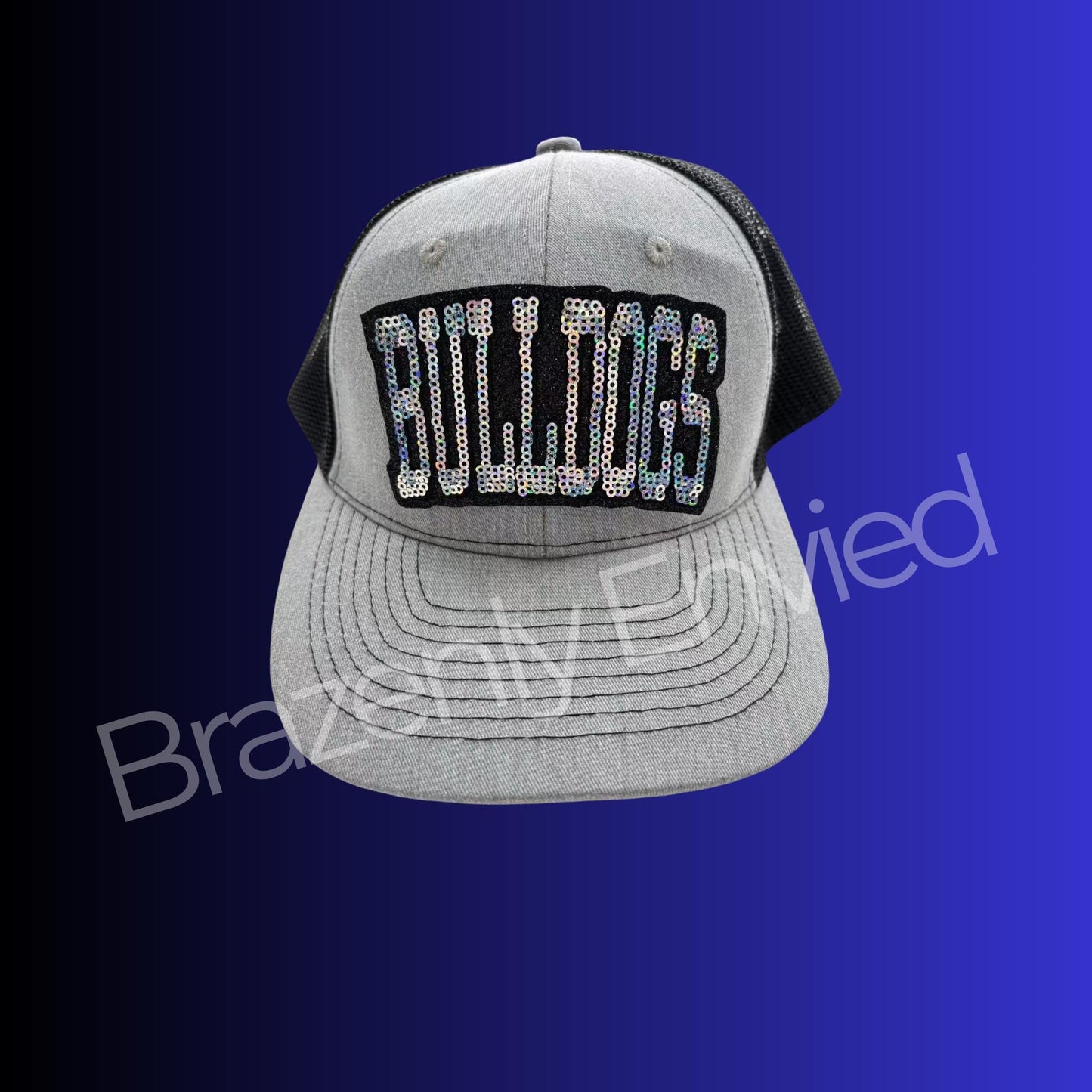 Bulldog Patch | BLACK Bulldogs Small Hat Patch| BLACK /Silver Sequins Bulldog Patch |Great Game Day Patch| Mascot Patch | Great Sports Patch
