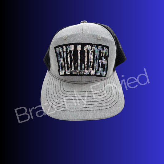 Bulldog Patch | BLACK Bulldogs Small Hat Patch| BLACK /Silver Sequins Bulldog Patch |Great Game Day Patch| Mascot Patch | Great Sports Patch