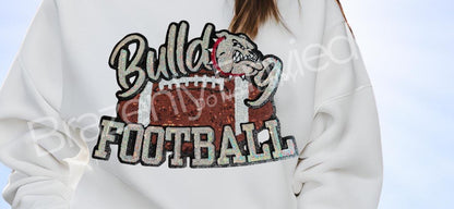 Bulldog Patch| BULLDOG FOOTBALL with Red Collar  | Iron On Patch Game Day Patch| Mascot Patch | Great Sports Patch