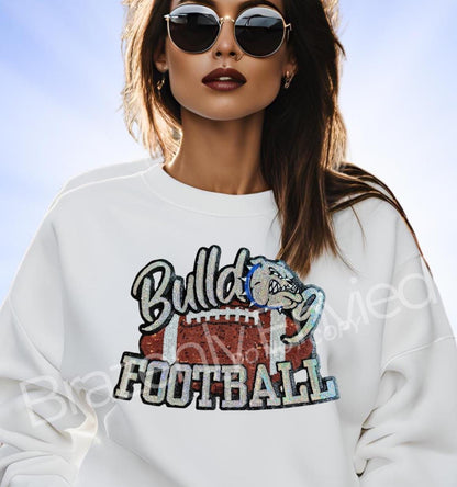 Bulldog Patch| BULLDOG FOOTBALL with Blue Collar  | Iron On Patch Game Day Patch| Mascot Patch | Great Sports Patch