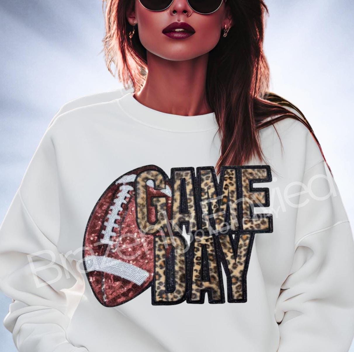 NEW Game Day Football Patch | Sequins Football | LEOPARD Fabric Patch