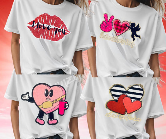 Bulk Valentines Patch 20 Valentine Chenille /Sequin Patches Bulk Listing Great for Boutique  DIY Valentine Shirts 4 different patches 5 each