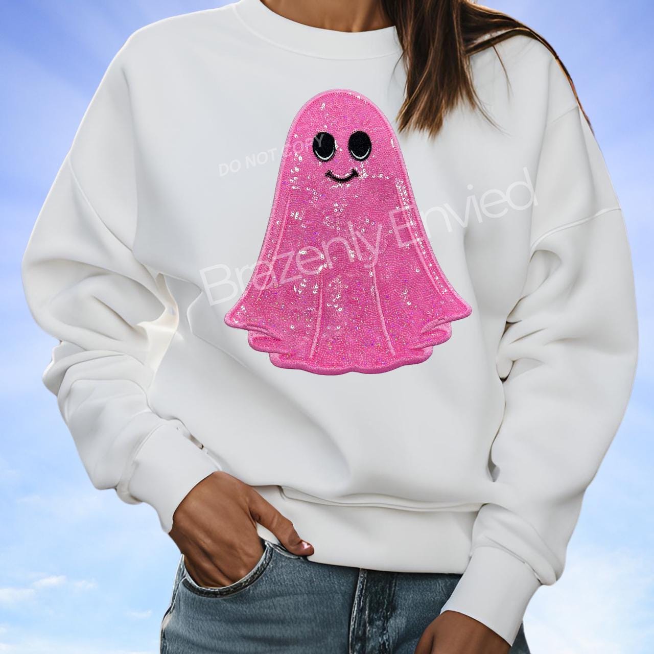 Halloween Patch Youth Ghost Boo Sequins Patch