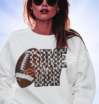 NEW Game Day Football Patch | Sequins Football Checkerboard Patch-MAROON/BURGUNDY