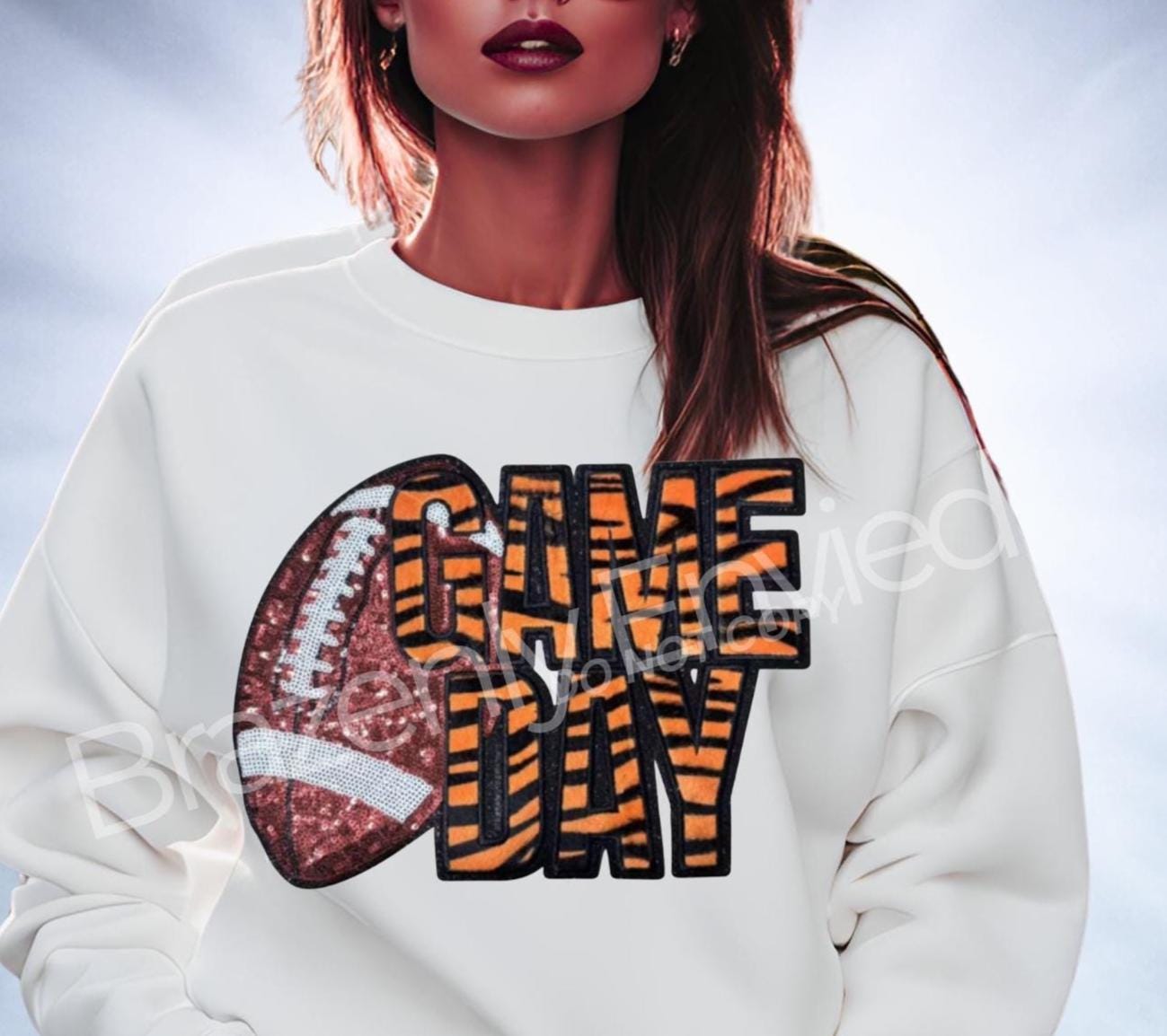 NEW Game Day Football Patch | Sequins Football | Tiger Fabric Patch