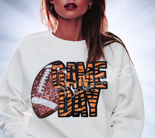NEW Game Day Football Patch | Sequins Football | Tiger Fabric Patch