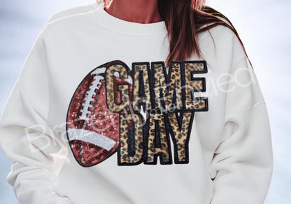 NEW Game Day Football Patch | Sequins Football | LEOPARD Fabric Patch