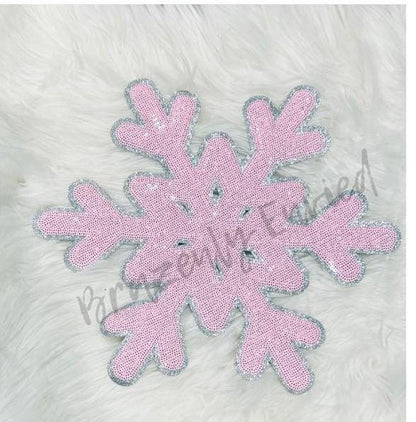 Snowflake Patch| Pink Sequins Snowflake Patch |  Vintage Christmas DIY Applique