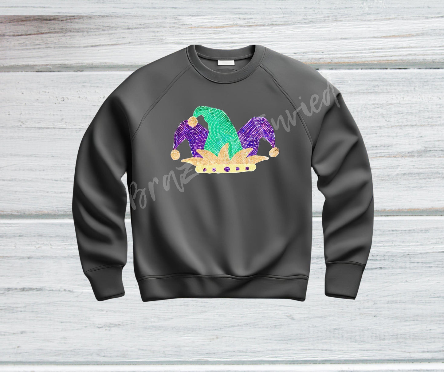 Mardi Gras Sequin Patch: Jester Hat, Heat Press Applique