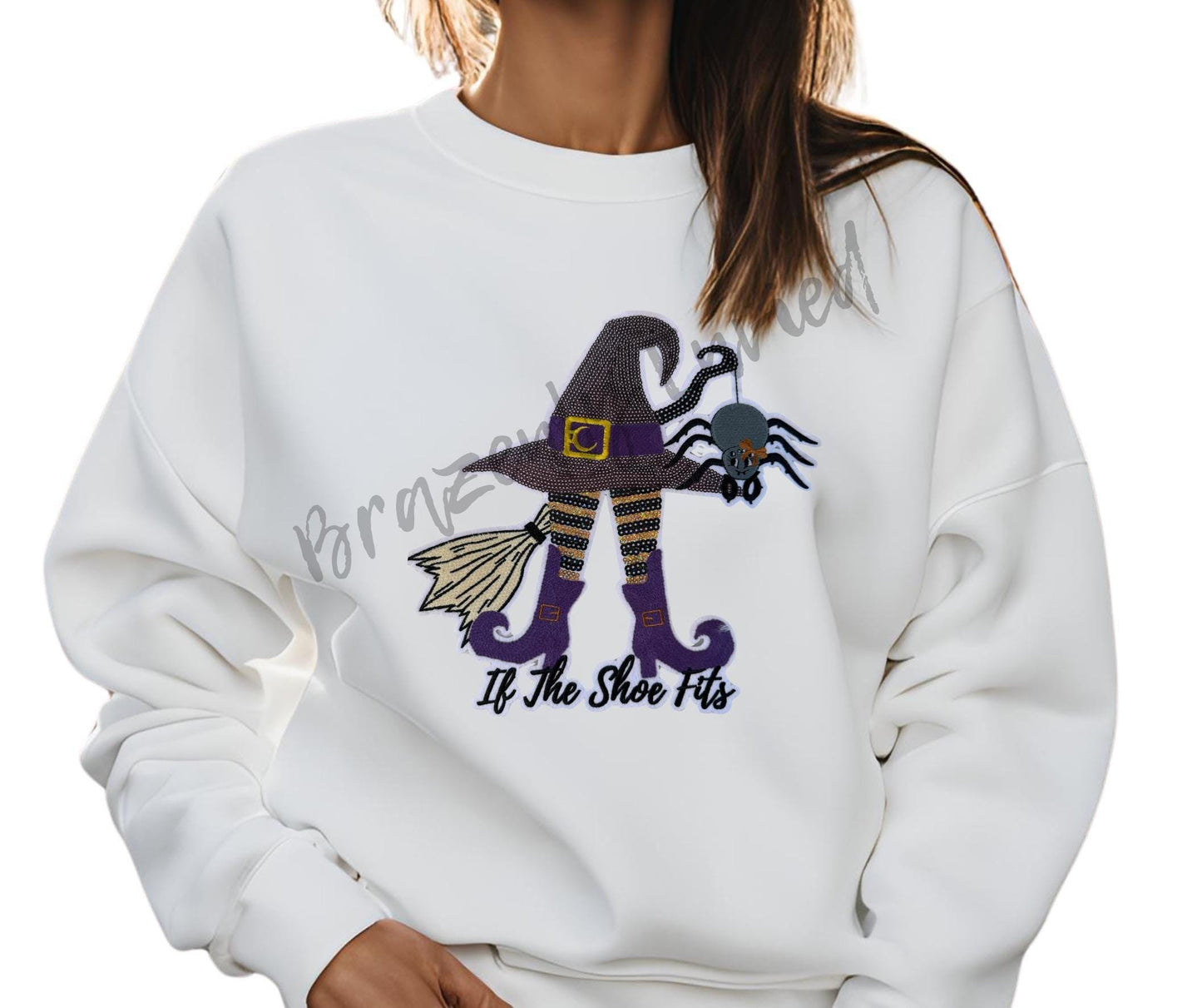 Halloween Patch Witch "If the Shoe Fits"  Sequins and Embroidery Patch