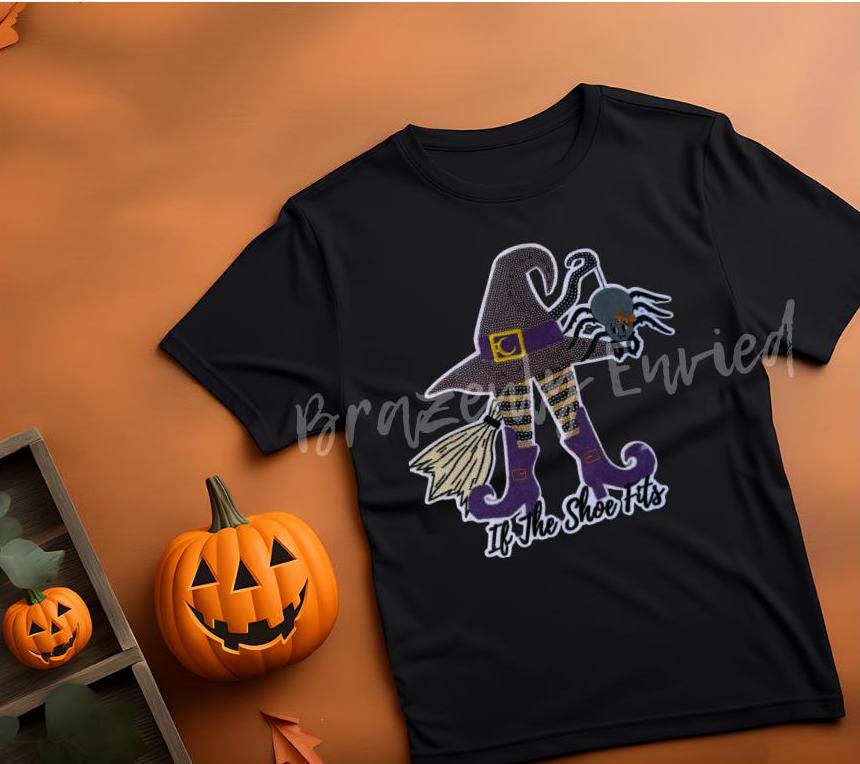Halloween Patch Witch "If the Shoe Fits"  Sequins and Embroidery Patch