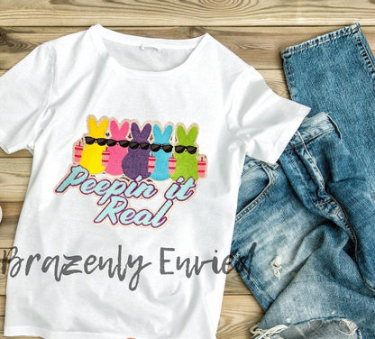 Easter Patch Peepin it Real Easter Chenille Patch Great Easter Shirt