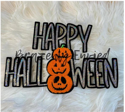 Happy Halloween Patch Sequins and Chenille Patch