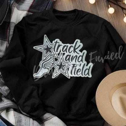 Track Patch Track and Field Patch  Black and Silver Sequins Patch