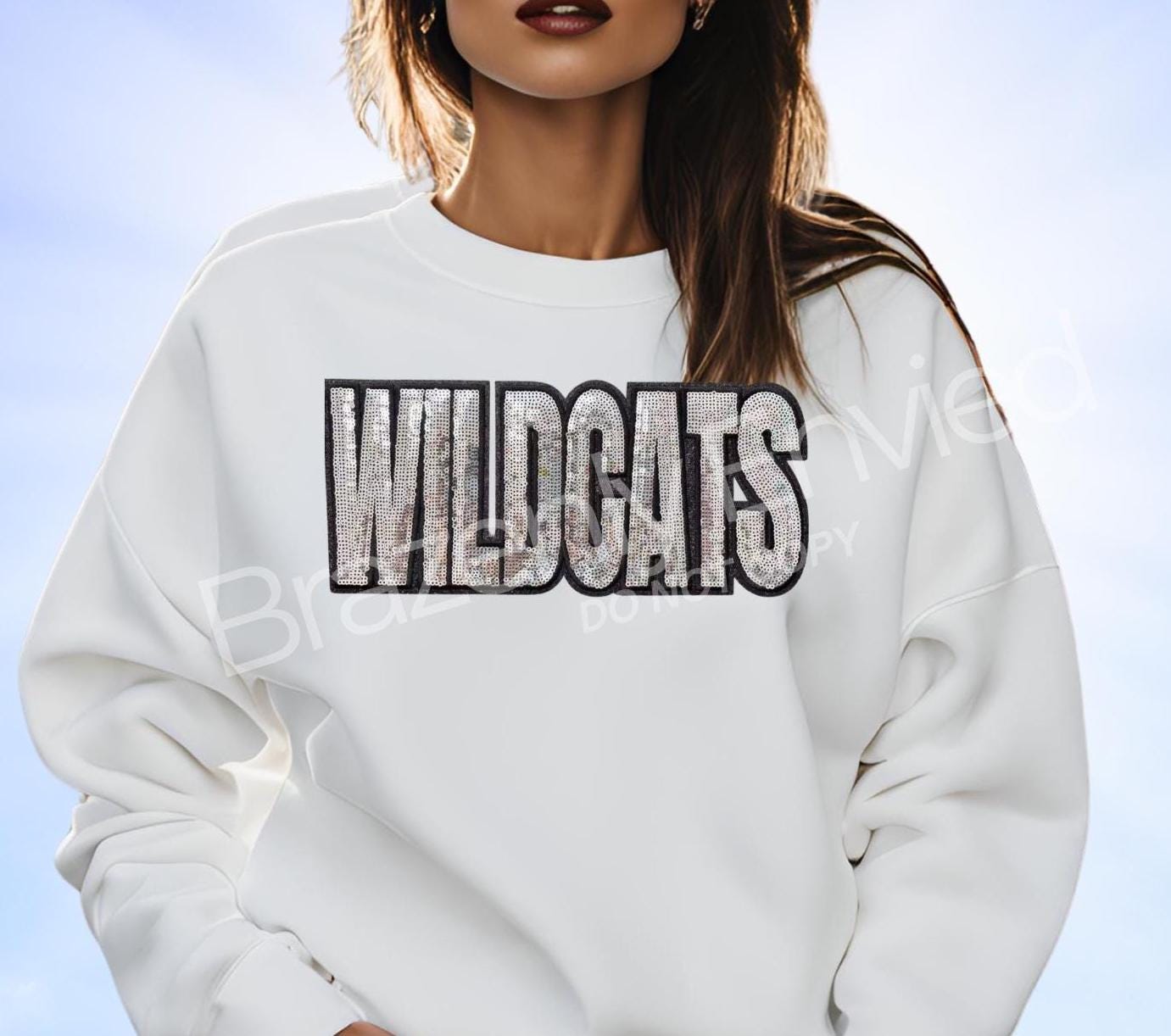 WILDCATS Patch| Silver Sequins with Black Glitter Backing