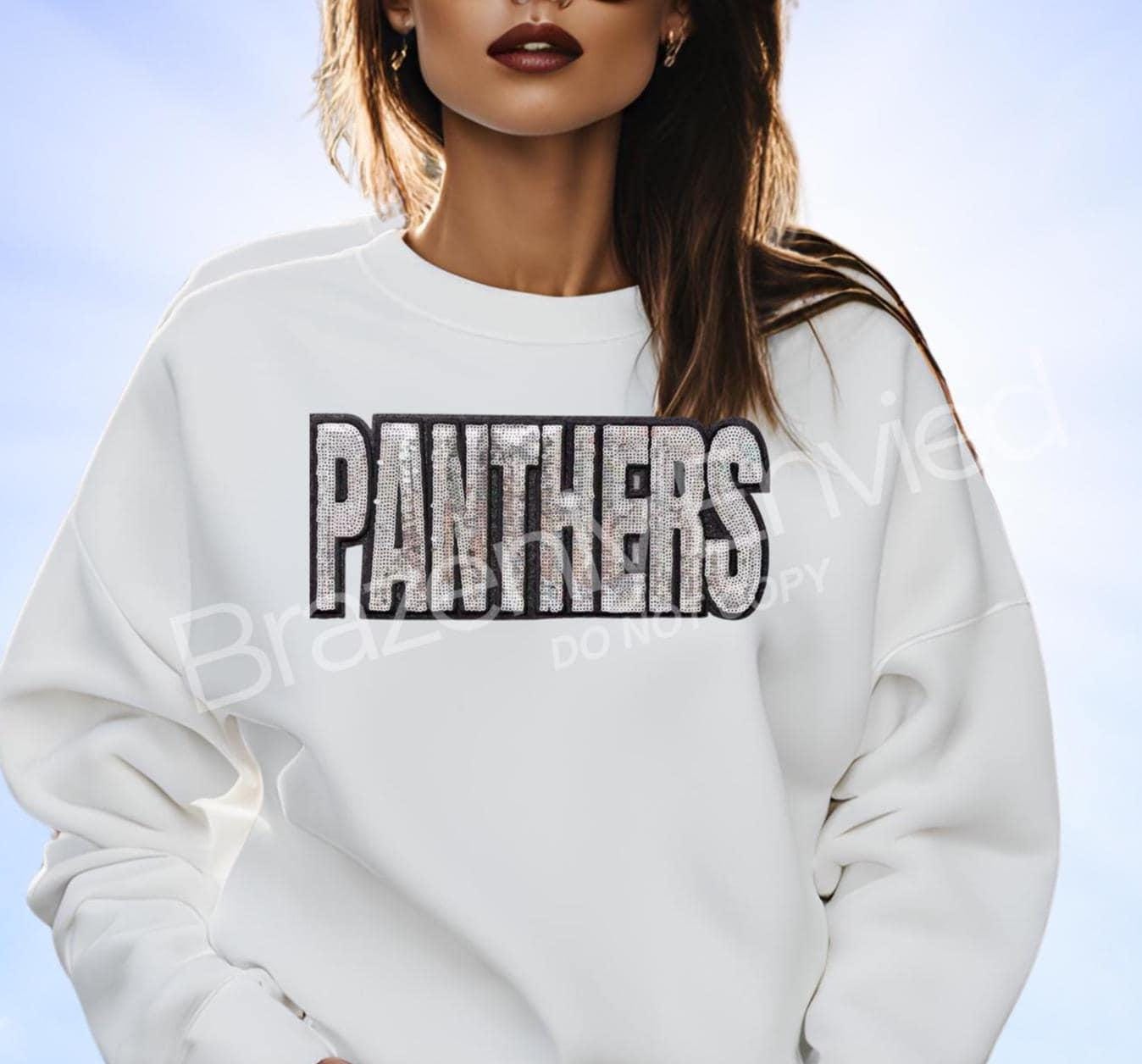 PANTHERS Patch | Silver Sequins with Black Glitter Backing