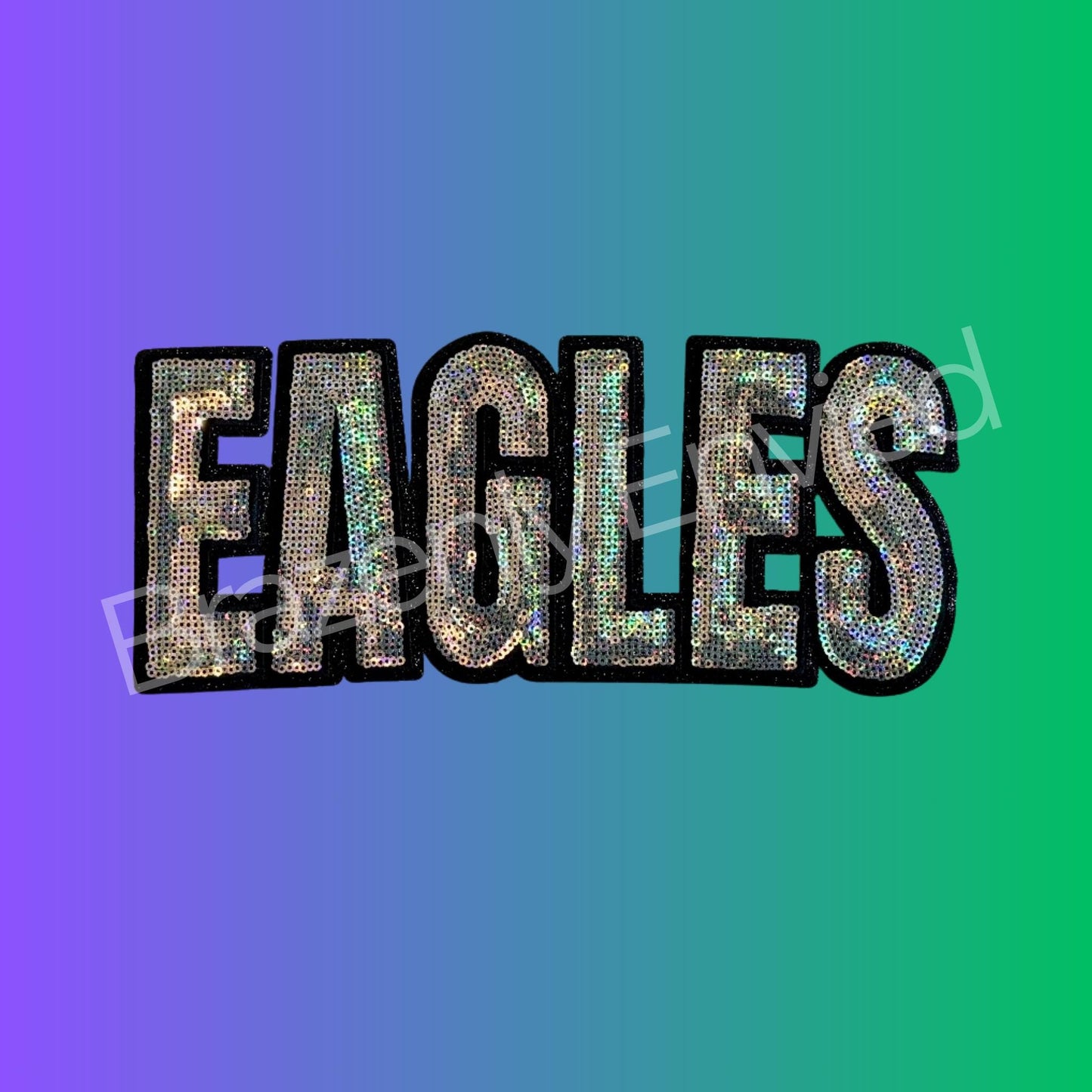 Sequin Eagle Patch: Silver & Black Iron On Applique DIY Iron on Trendy Patch