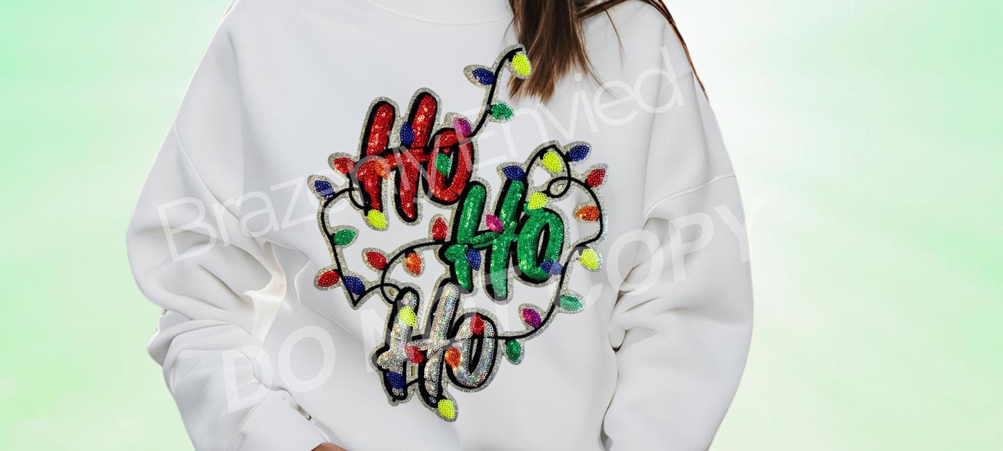 New Ho Ho Ho Patch Sequins Patch Beautiful Traditional Colors Great for Christmas Shirts and Jackets beautiful Christmas Patch Nostalgic