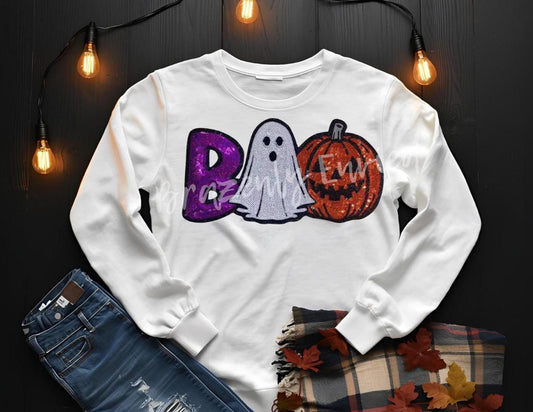 Halloween Patch Boo /Ghost - Pumpkin Sequins Patch