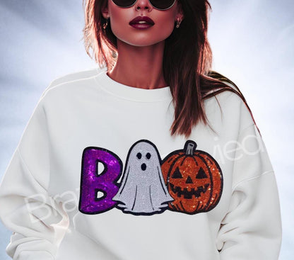 Halloween Patch Boo /Ghost - Pumpkin Sequins Patch