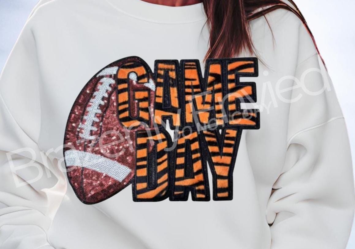 NEW Game Day Football Patch | Sequins Football | Tiger Fabric Patch