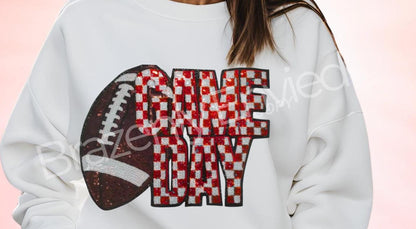 NEW Game Day Football Patch | Sequins Football Checkerboard Patch-Red