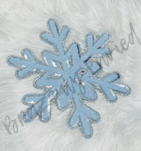 Snowflake Patch | Blue Chenille Patch - Blue Vintage Snowflake Patch Great for Shirts and Jackets Christmas-  heat press ready.